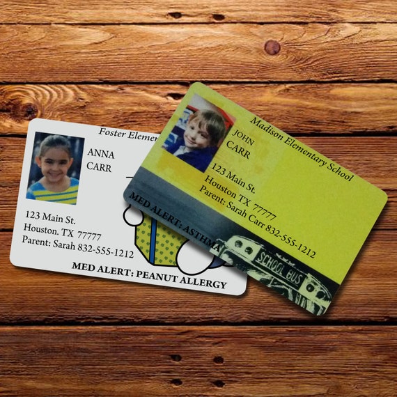 Kids Custom ID Card Etsy