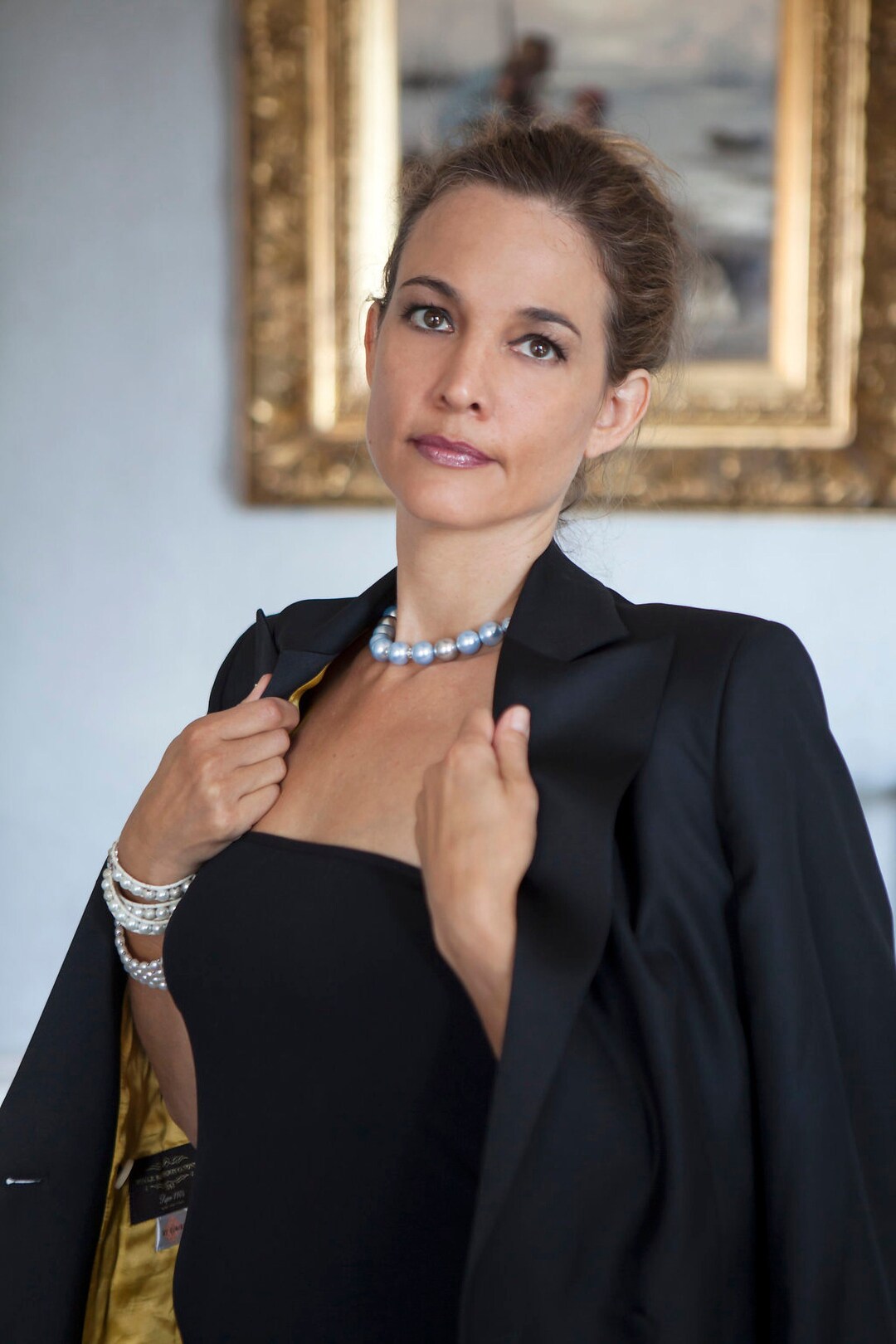 Blue One Strand Pearl Necklace Short Necklace With a Etsy