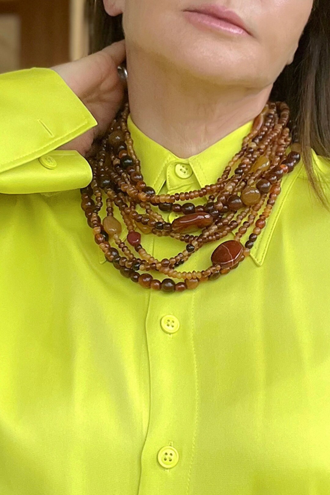 Brown Multibeaded  Necklace
