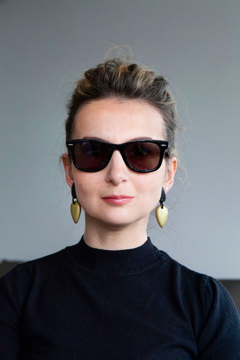stud earrings statement earrings Black and gold earrings lightweight earrings dangle earrings