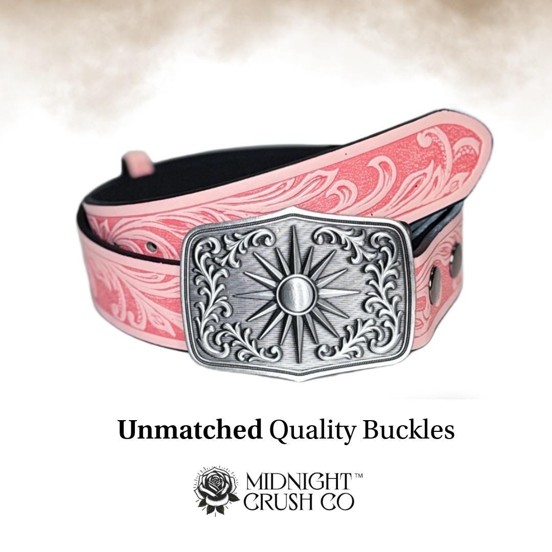 Pink Western-boho Belt With Solid Sun Buckle - Etsy display picture 1