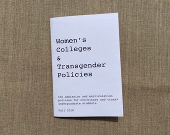 Zine - Women’s Colleges & Transgender Policies