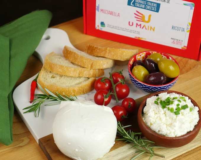 DIY-Kit 2 italienische Käsesorten: Mozzarella und Ricotta (6 Kreationen) - U MAIN Hausgemachtes Käseset