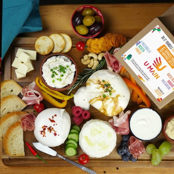 DIY 6 cheesemaking Kit: Make Mozzarella, Burrata, Mascarpone and 3 other cheeses (10 batches) U MAIN | Cooking Gift | Craft Kit