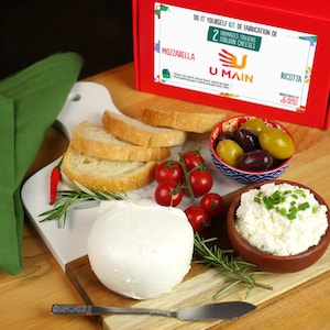 Doe-het-zelf Mozzarella & Ricotta Kit - Italiaanse kazen (6 recepten) - U MAIN Zelfgemaakte Kaas Kit | Voor beginners | Culinair cadeau
