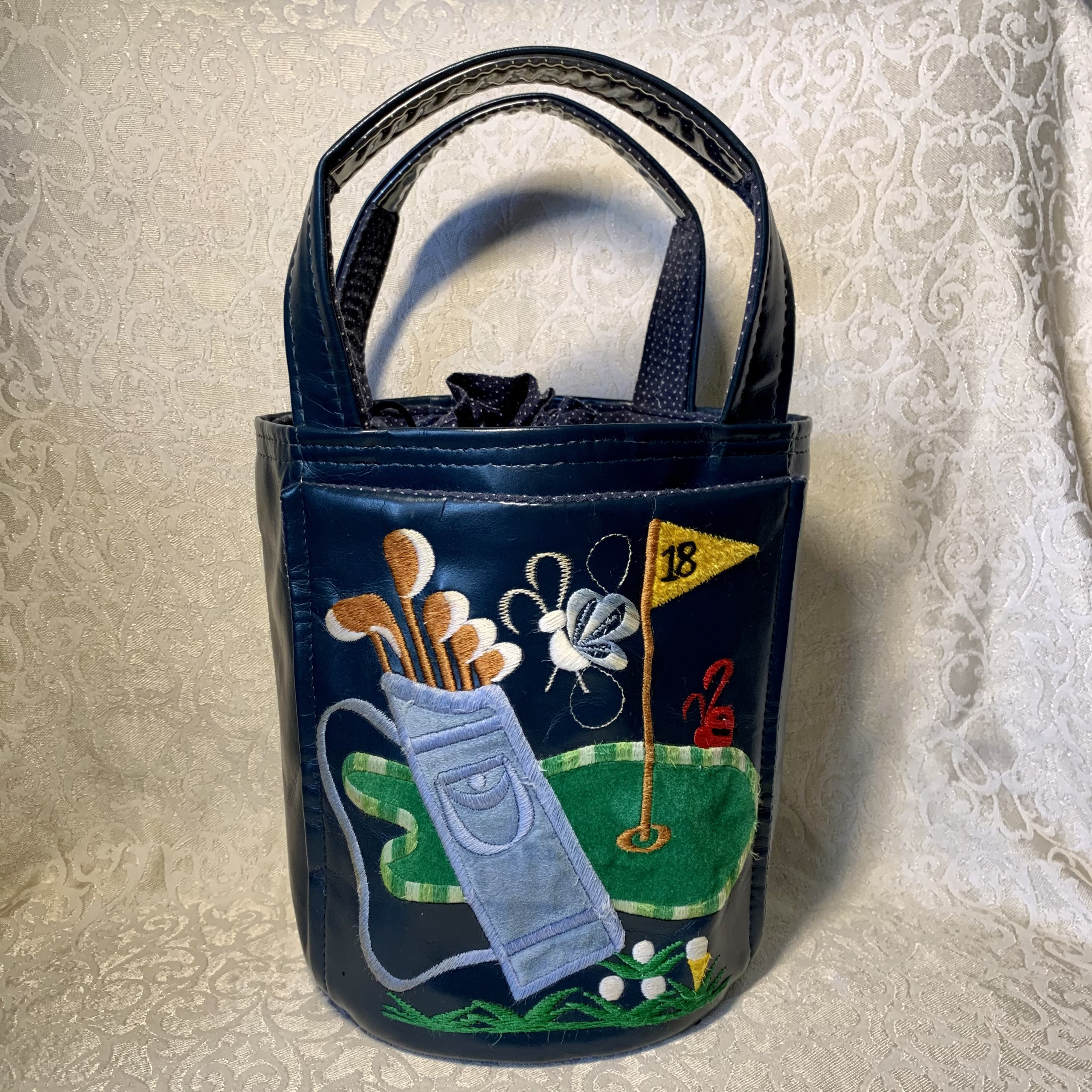 ヴィンテージ　フローレンスアラバマTJ Vintage BAGS BY TJ Florence Alabama Embroidered Golf Tee Butterfly