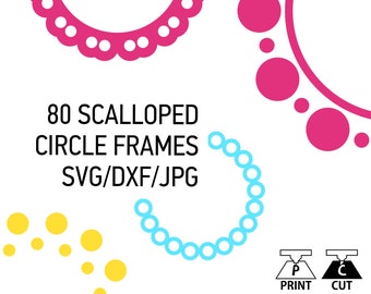 Scalloped circle frames Bundle, SVG, DXF, EPS, Cutting File, Silhouette, Die Cut Machines, Cricut, cnc, Animal bundle