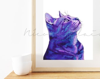 Cat art print, Cat lover gift