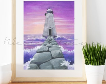 Lighthouse painting art  print