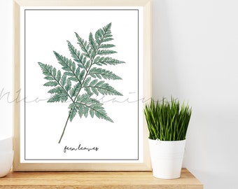 Fern leaf art print, Fern leaf watercolor, Botanical print, Nature art print, Leaf illustration, Leaf painting, Leaf wall decor, Leaf art