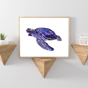Sea Turtle Watercolor Art Print, Signed