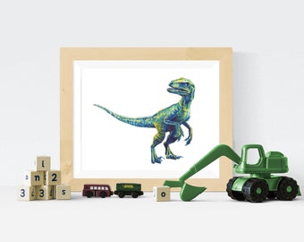 Velociraptor dinosaur art print