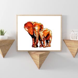 Mama & Baby Elephant print
