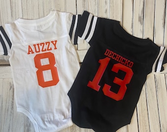 Custom Cotton Football Sport Jersey, Baby Bodysuit Personalized with Name & Number-Back Only, Baby Gift, Sports Gift, Kid Football Jerseys