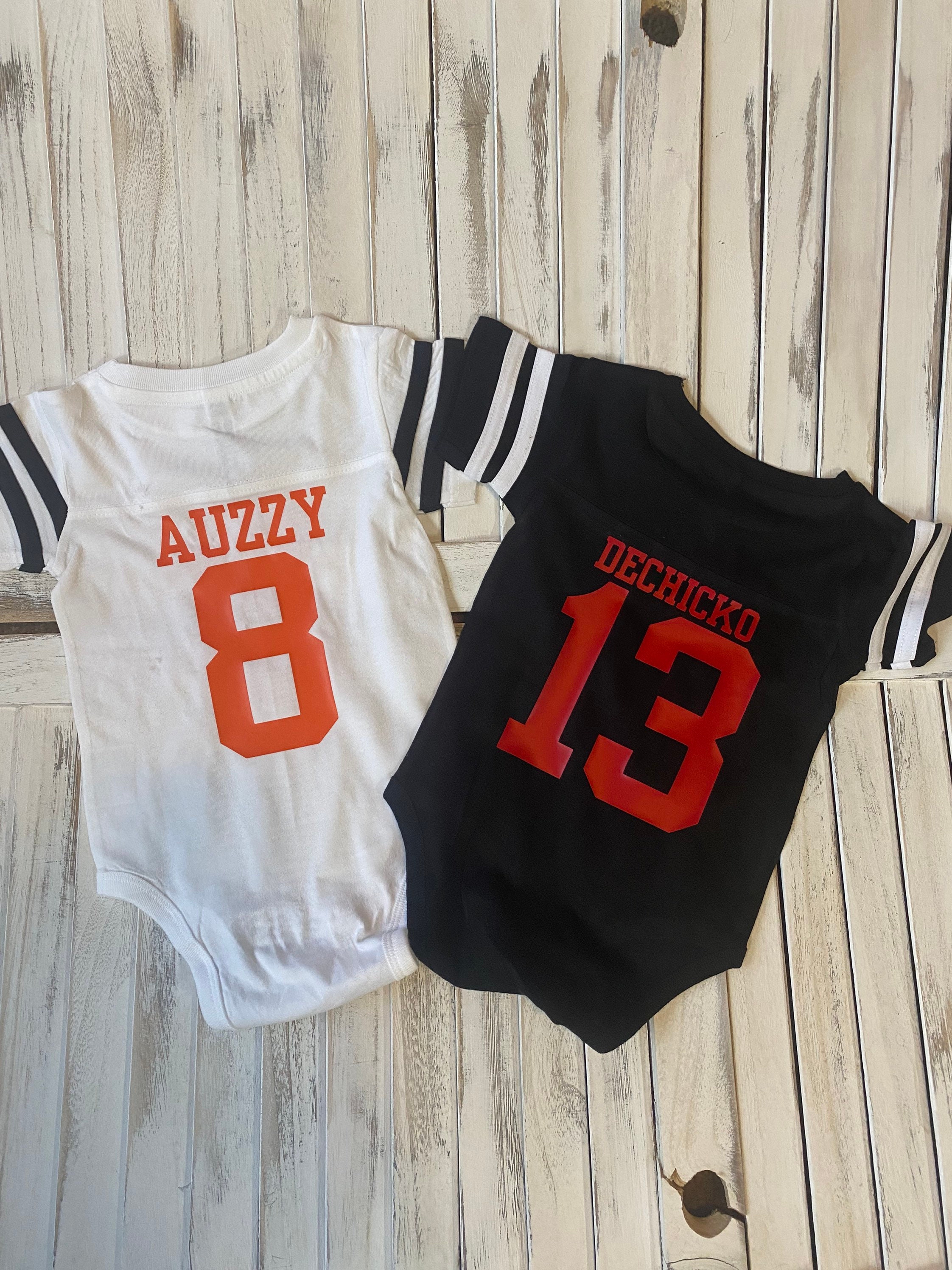 Custom Cotton Football Sport Jersey Baby Bodysuit Personalized 