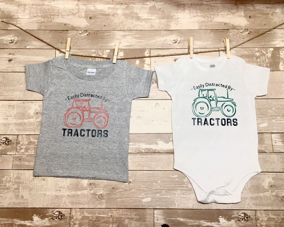Easily Distracted by Tractors Onesie, Farm Life, Farm Boy, Farm Girl
