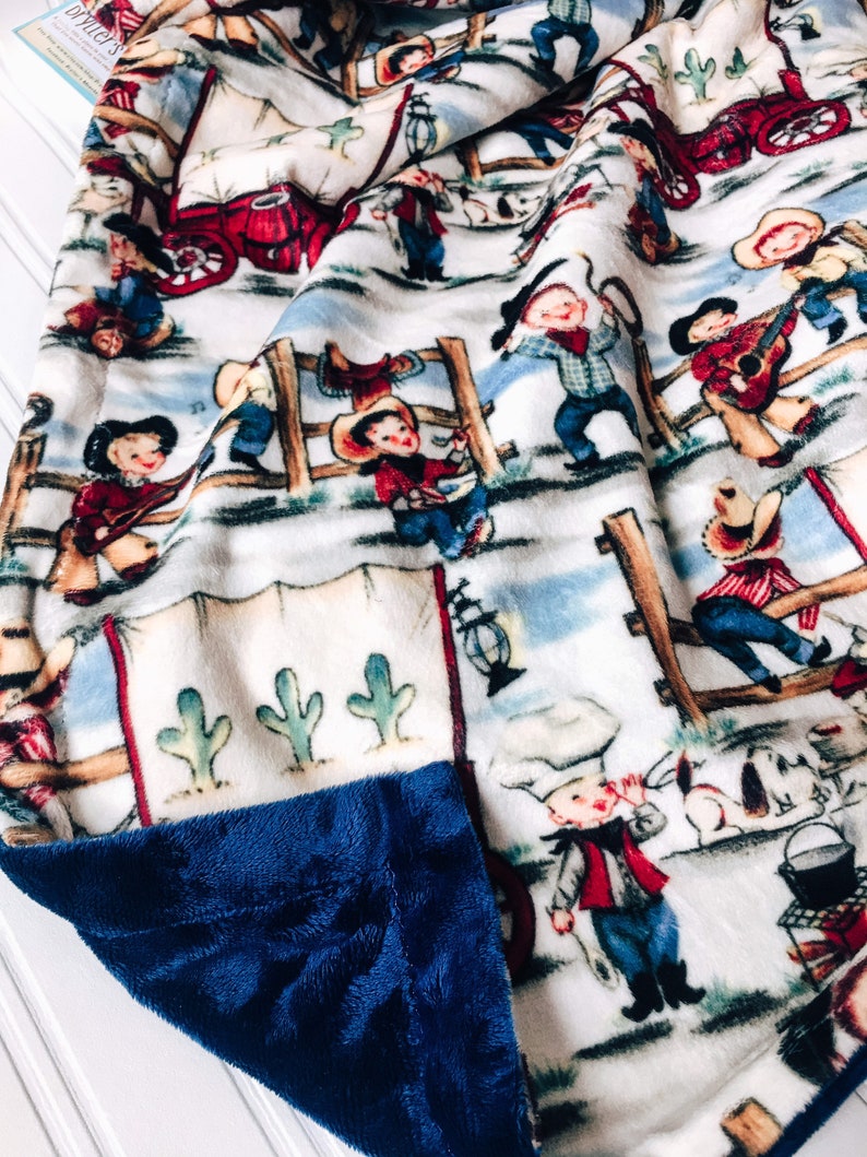 Cowboy Baby Blanket Western Cowpoke Boy Designer Minky Etsy