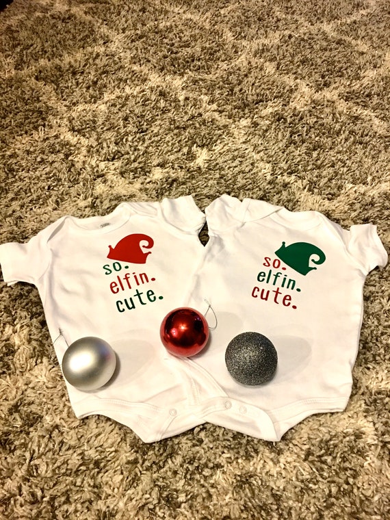 So Elfin Cute Onesie First Christmas Onesie Kid Christmas Shirt Funny Onesie Elf Shirt Christmas Picture Shirt Baby Christmas Baby