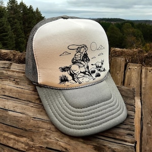 Roping Cattle Trucker Hat, Cowgirl Trucker Hat, Western Trucker Hat