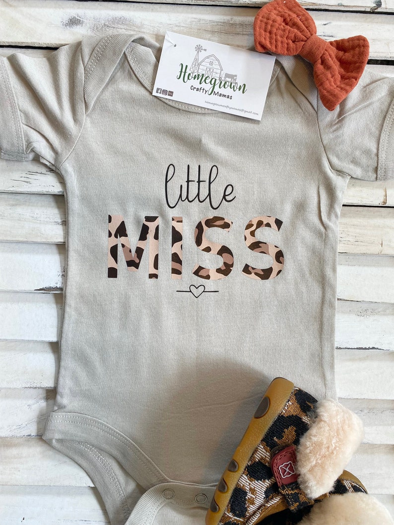Little Miss, Leopard Print Onesie, Baby Girl Onesie, Little Girl Outfit