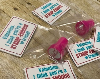 Kids Classroom Valentine - Preschool Valentine - Valentine Stamps - Stamper Valentine - Non Candy Valentine - Valentines for Kids - Favors