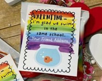 PRINTABLE Rainbow Goldfish Valentine Tag - Printable Tag - Classroom Valentine - Preschool Valentine - School Valentine - Goldfish - Card