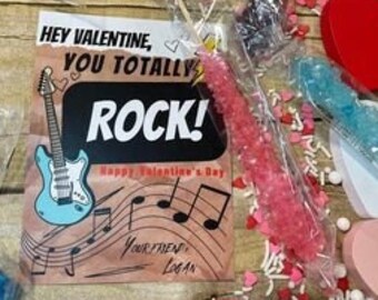 PRINTABLE Rock Candy Valentine Card - Printable Tag - Classroom Valentine - Rock Roll - School Valentine - Kids Valentine - DIY Valentine