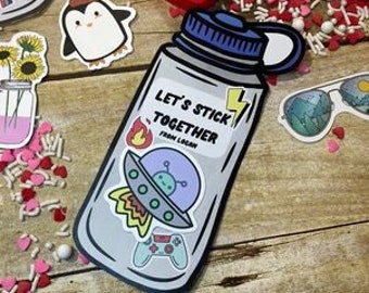 PRINTABLE Vinyl Sticker Water Bottle Valentine - Big Kid Valentine - Sticker - Printable Tags - Classroom Valentines -