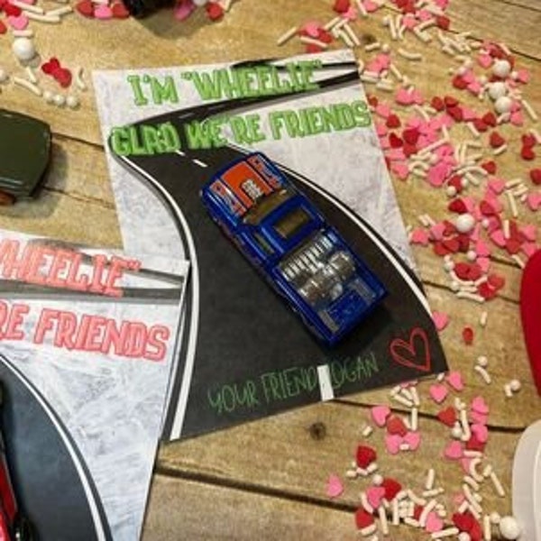 PRINTABLE Car Valentine - Editable - Preschool Valentine - Printable Kids Valentine - Car Valentine - Valentine Card - Classroom Valentine