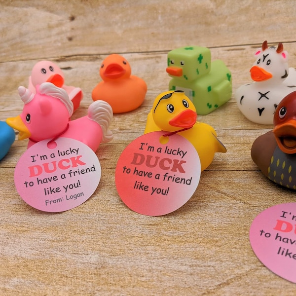 Preschool Valentines - Kids Classroom Valentines - Daycare - Rubber Duck - Valentine Party Favors - Kids Valentines - Valentine Gift- Duck