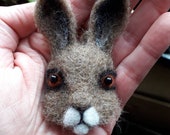 Hare brooch pin Needle felted animal head MADE TO ORDER