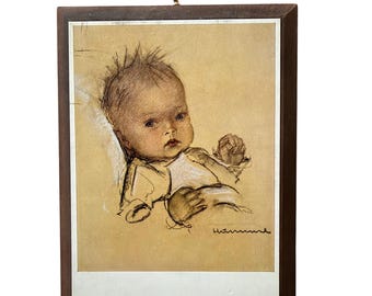 Vintage Hummel Baby Sketch Wood Plaque Wall Art Art Products Plympton MA