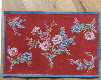 Martha Stewart Everyday Red Floral Tapestry Placemats Set of 8 Vintage 2003