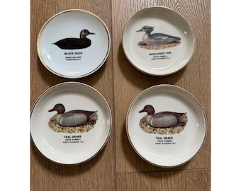 Vintage Ducks Unlimited NJ Porcelain Trinket Dish Set 1990 1992 Waterfowl Art