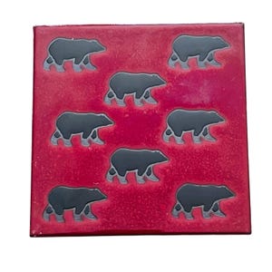 Masterworks handgemaakte kunsttegel zwarte beer onderzetter onderzetter VS Cabine Wildlife