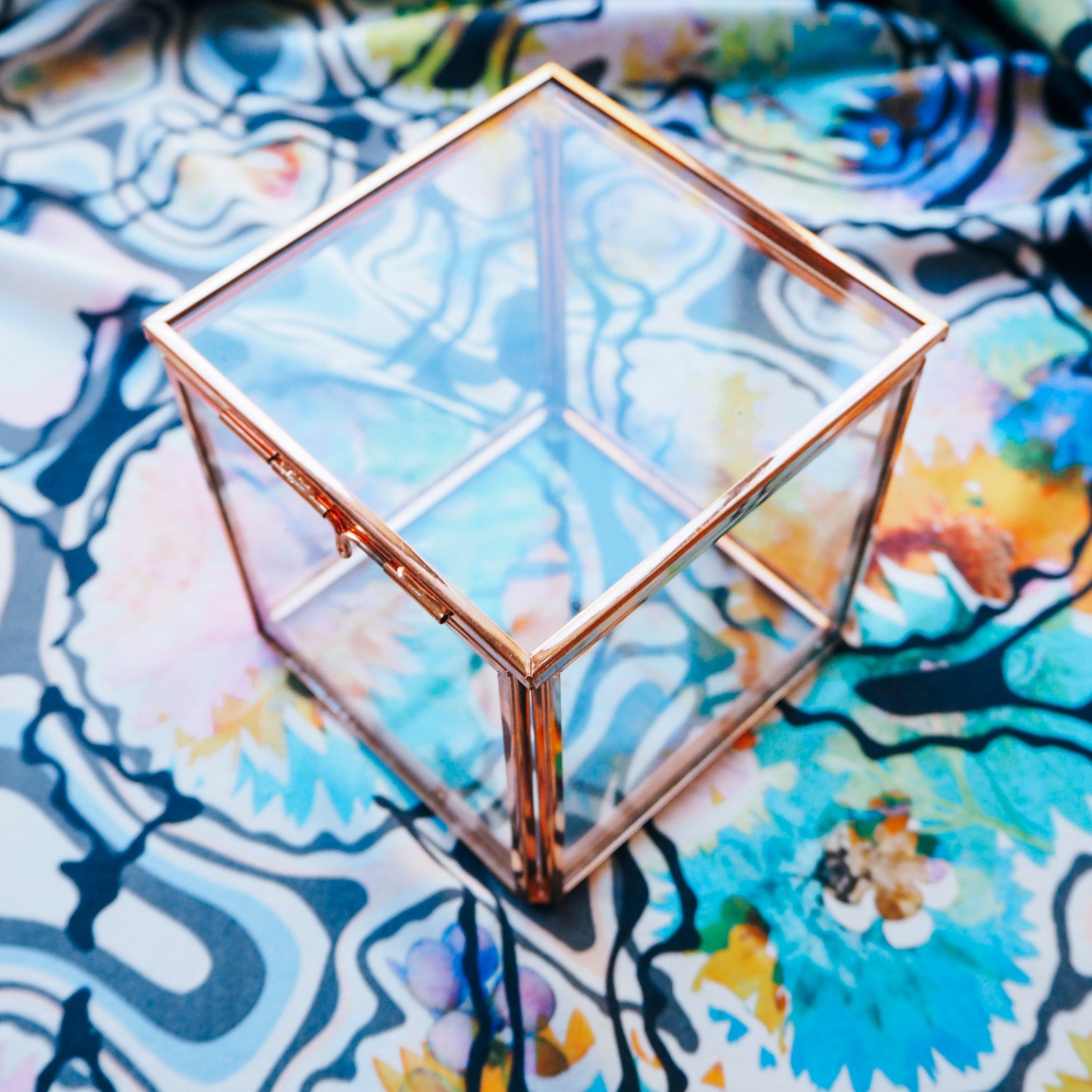 Rose gold geometric glass cube terrarium box Etsy