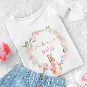 Some Bunny is One T-Shirt, Baby Girls 1st Birthday T-Shirt, Baby Girls 1st Birthday Top, Peter Rabbit Some Bunny is One T-Shirt,1st Birthday