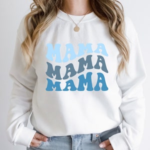 Mamá y mini saltadores a juego Blue Boy Mum, Regalo del Día de las Madres, Saltadores a juego de mamá hijo, Sudadera de mamá, Traje de hermanamiento, Regalo de cumpleaños de mamá