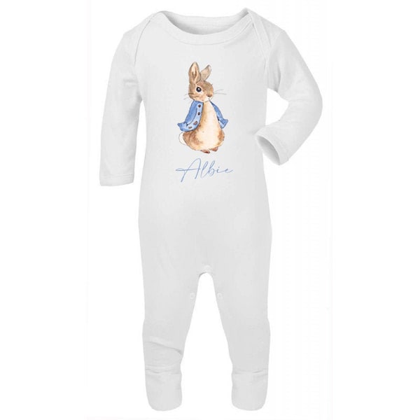 Peter Rabbit Baby Sleepsuit, Peter Rabbit Print Baby Clothes, Baby Boy Clothes, Baby Boy Sleepsuit, New Baby Gift, Baby Shower Gift Boy