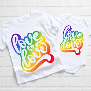Kids Pride Love is Love T-Shirt, Baby Pride Vest Sleepsuit, LGBTQ+ Inclusive Kids T-Shirt, Kids Rainbow T-Shirt, LGBTQ+ Baby Shower Gift