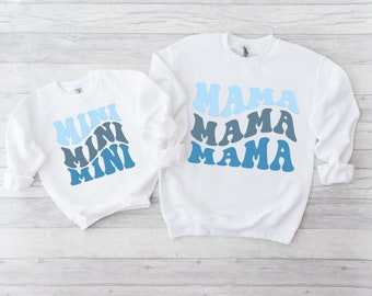 Mama and Mini Matching Jumpers Blue Boy Mum, Mothers Day Gift, Mum Son Matching Jumpers, Mama Sweatshirt, Twinning Outfit, Mum Birthday Gift