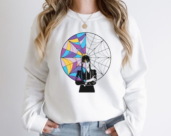 Wednesday Addams Inspired Coloured Window Sweatshirt Jumper T-Shirt Women Kids Men Unisex, Addams Family Fan Art, Wednesday Addams Shirt