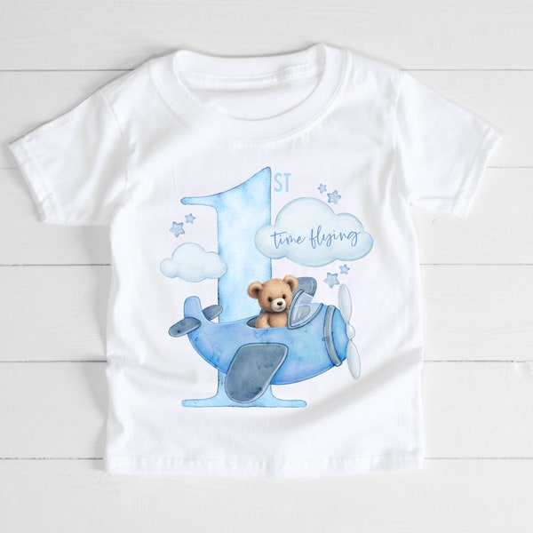 First Time Flyer T-Shirt Girls or Boys, Kids Airport Holiday Outfit, My First Time on an Aeroplane, My First Holiday Teddy Bear T-Shirt