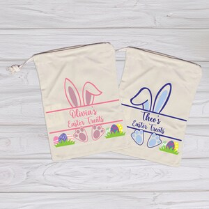 Personalised Easter Treat Bags 30 x 24cm, Easter Bunny Treat Bag, Kids Easter Egg Hunt Bag, Kids Easter Gift, Re-usable Easter Gift Bag