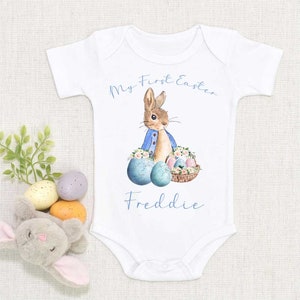 Baby Boys Personalised Kids Easter Outfit, Baby Boys Easter Outfit, My First Easter Vest, My First Easter Top, My First Easter Baby Grow