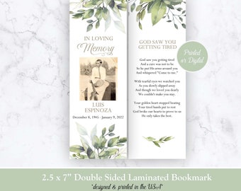 Memorial Bookmarks, Funeral Memorial Laminated Bookmarks, Memorial Bookmarks, Photo Memorial Bookmarks