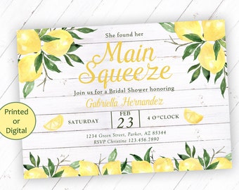 Main Squeeze Invitation, Main Squeeze Bridal Shower Invitation, Lemon Bridal Shower Invitation, Bridal Shower Invitation