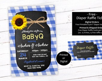 Baby Q Invitation, Baby Shower Invitation, Barbecue Baby Shower Invitation, Backyard Barbecue Baby Shower