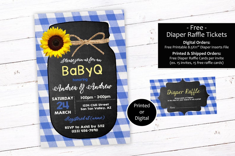 Baby Q Invitation, Baby Shower Invitation, Barbecue Baby Shower Invitation, Backyard Barbecue Baby Shower image 1