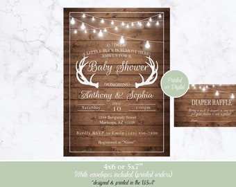 Deer Baby Shower Invitation, Little Buck Baby Shower Invitation, Hunting Baby Shower Invitation, Rustic Baby Shower Invitation, Woodland